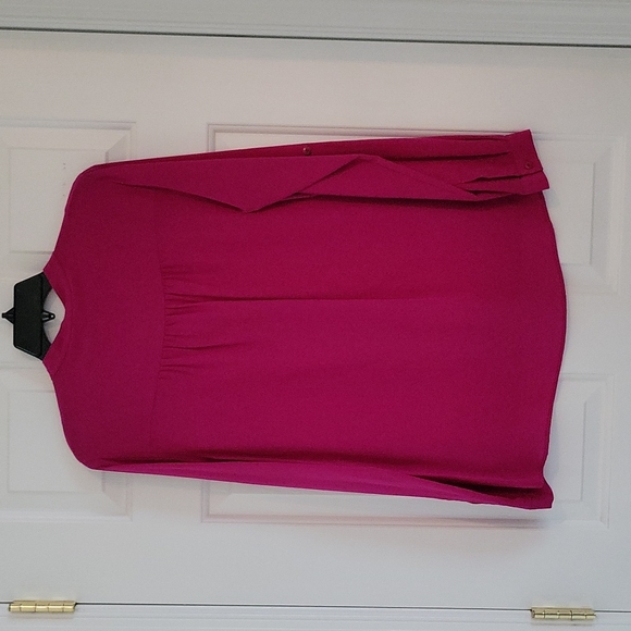 Dian Von Furstenberg Silk Blouse Dark Pink/Mauve Size 10 NWT - Picture 2 of 3